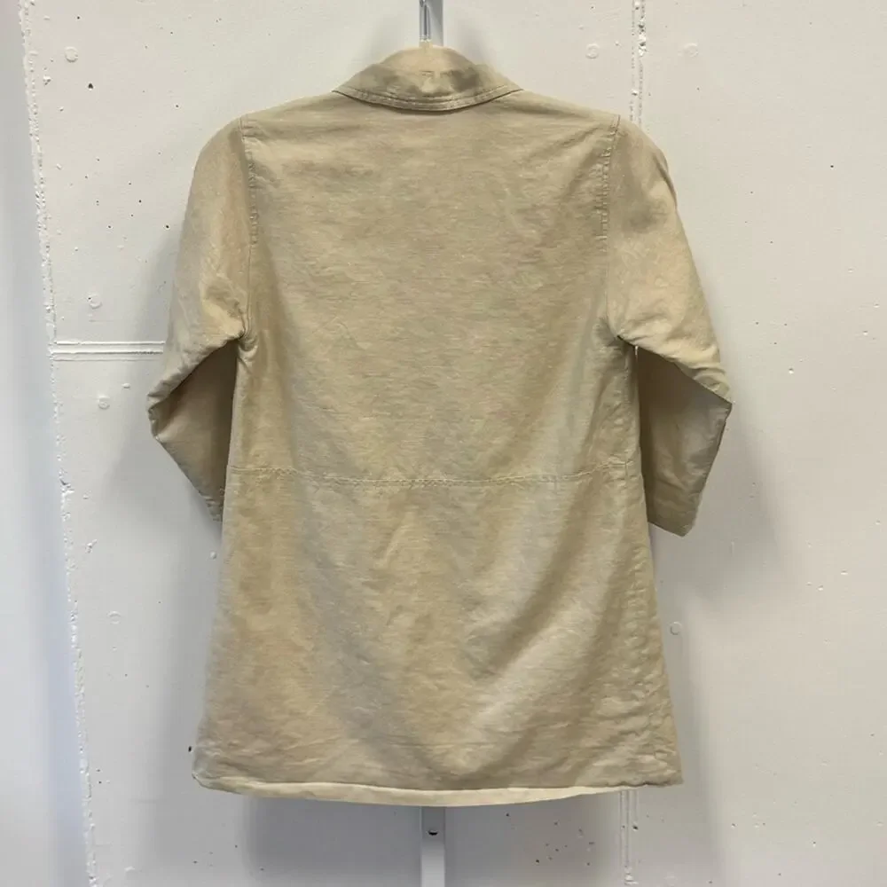 Jacadi Linen‎ Cotton Blend Minimalist Spring Summer Trench Coat Beige Neutral 8Y